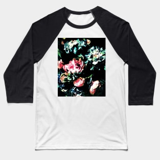 ROSES HYDRANGEAS FLORAL DARK BLACK DECO ART PRINT Baseball T-Shirt